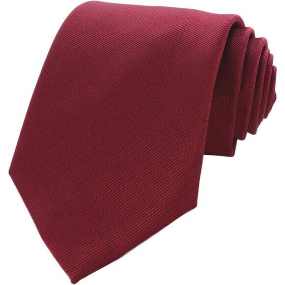 ⚡Men Burgundy Imported Silk Blend Solid Color Formal Stylish Affordable Neck Tie - Picture 3 of 6